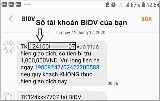 Tra Cứu Số Tài Khoản BIDV Qua SMS Banking