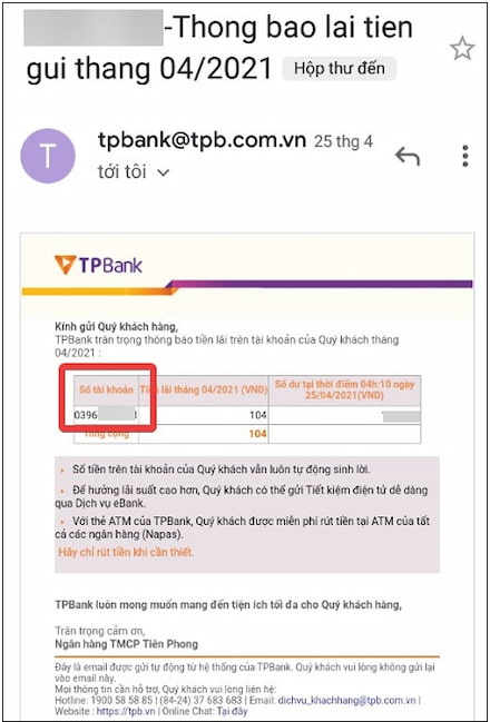 Kiểm Tra Số Dư Tài Khoản TPBank Qua Email