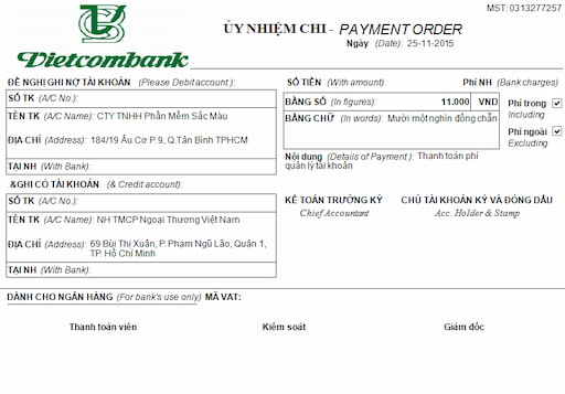 Mẫu Ủy Nhiệm Chi Vietcombank 2023 - Cách In Unc Vcb Online