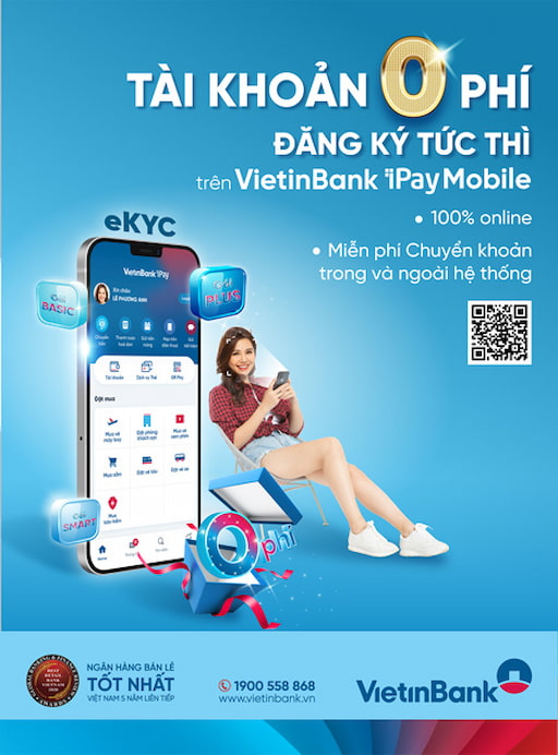 Không mất phí khi tạo tài khoản Vietinbank mới.